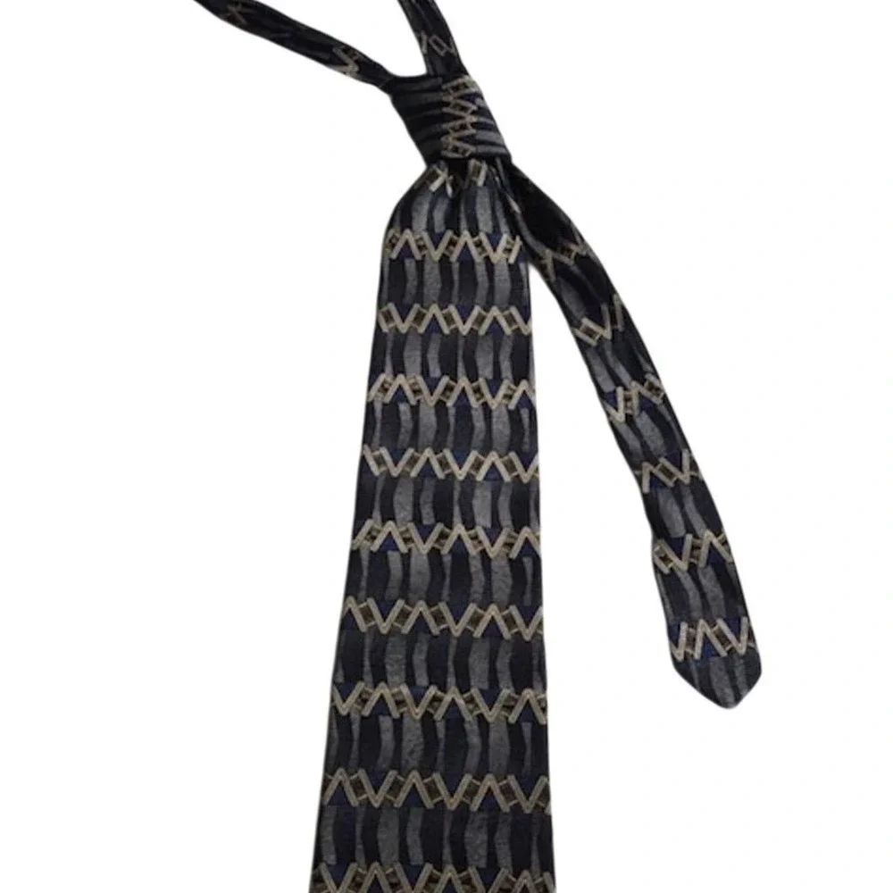Oleg Cassini Men's 100% Silk Tie Geometric‎ Art Deco Classic vintage Careercore